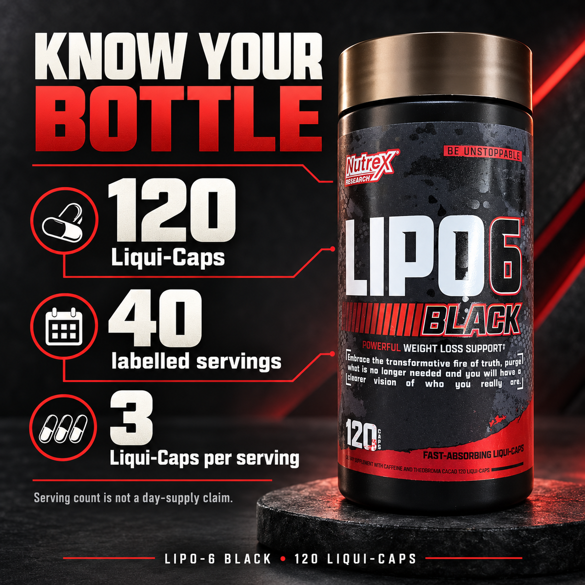 Nutrex LIPO-6 BLACK Fat Burner – 120 Liqui-Caps Expiry 31 Oct 2026
