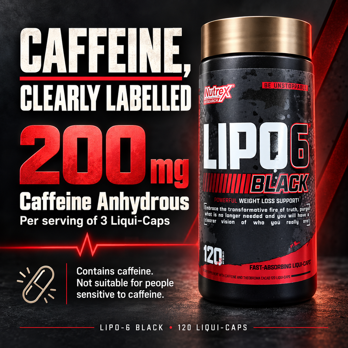 Nutrex LIPO-6 BLACK Fat Burner – 120 Liqui-Caps Expiry 31 Oct 2026
