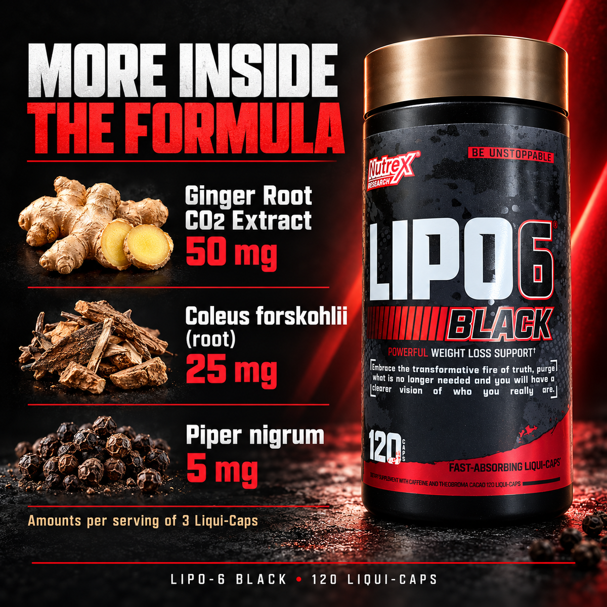 Nutrex LIPO-6 BLACK Fat Burner – 120 Liqui-Caps Expiry 31 Oct 2026