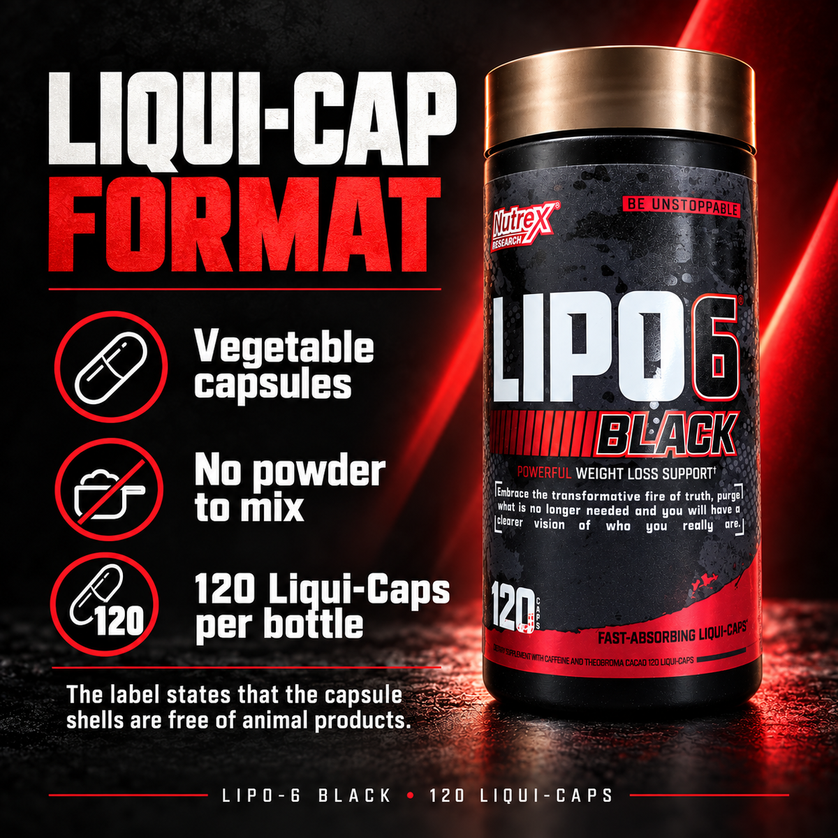 Nutrex LIPO-6 BLACK Fat Burner – 120 Liqui-Caps Expiry 31 Oct 2026