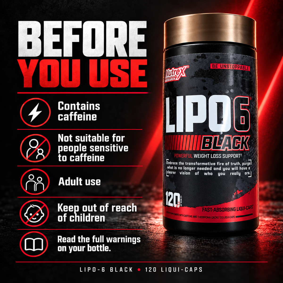 Nutrex LIPO-6 BLACK Fat Burner – 120 Liqui-Caps Expiry 31 Oct 2026