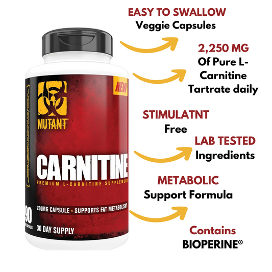 Mutant CARNITINE - Premium L-Carnitine, Fat Burner ( 90 Capsules ) 07/ 24 Expiry
