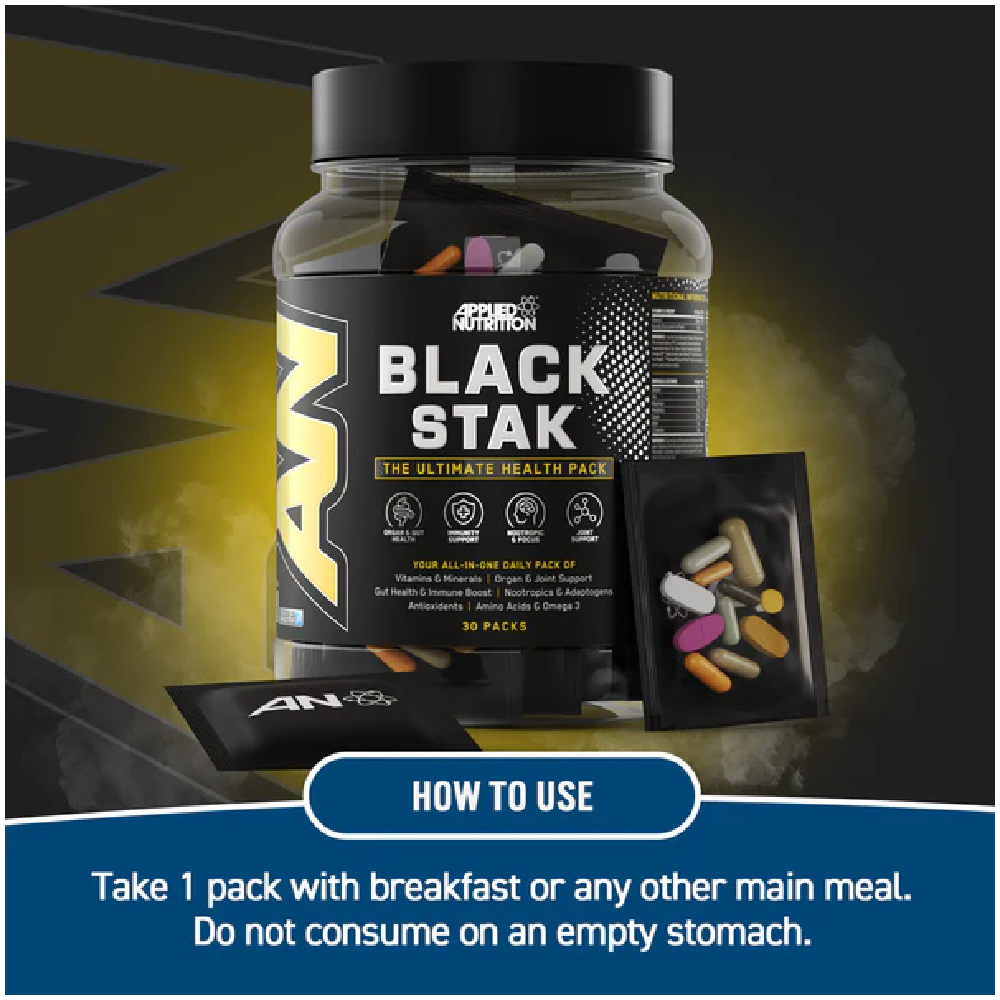 Applied Nutrition BLACK STAK - THE ULTIMATE HEALTH PACK, (30 packs in Each Tub)