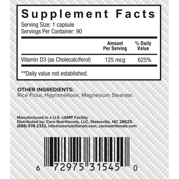 Core Nutritionals Vitamin D3 90 Capsules