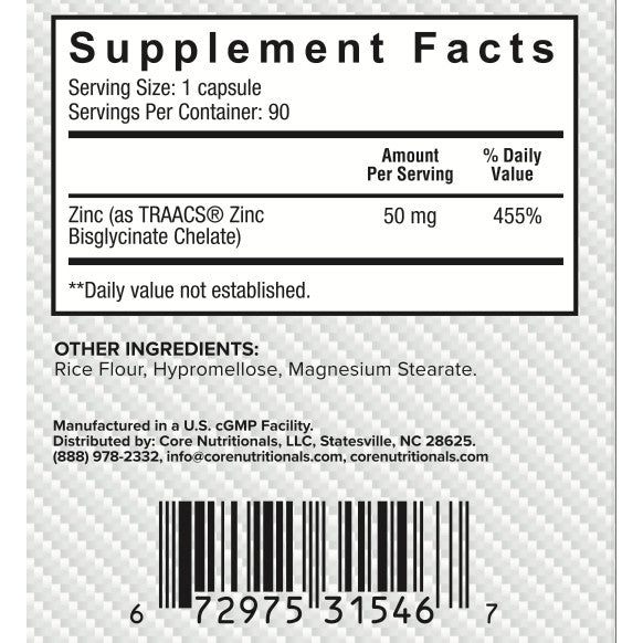 Core Nutritionals Zinc 90 Capsules