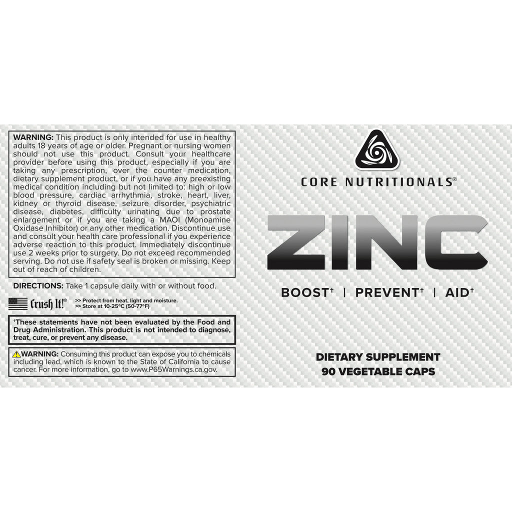 Core Nutritionals Zinc 90 Capsules