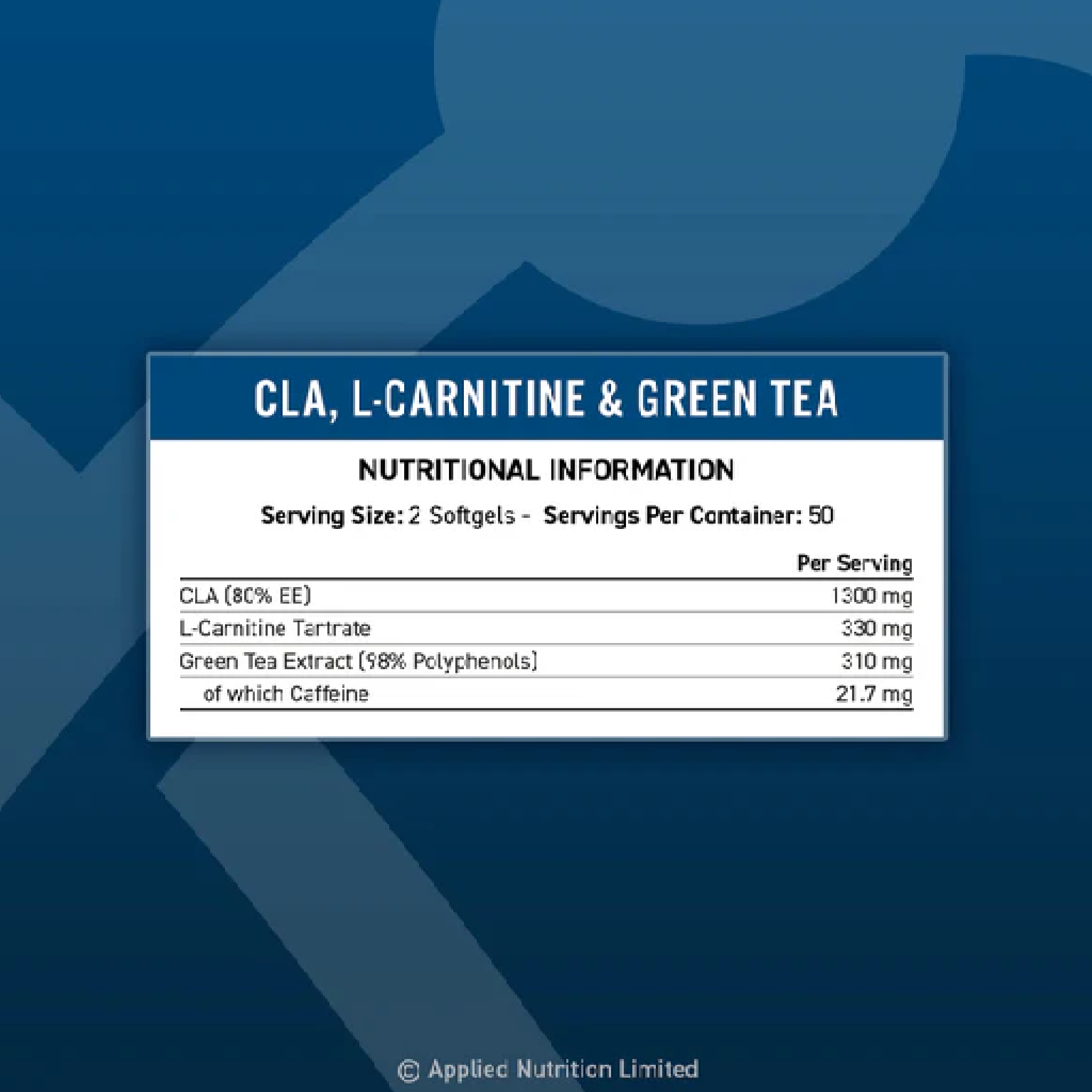 Applied Nutrition CLA, L-Carnitine & Green Tea (Halal) ( 100 softgels )