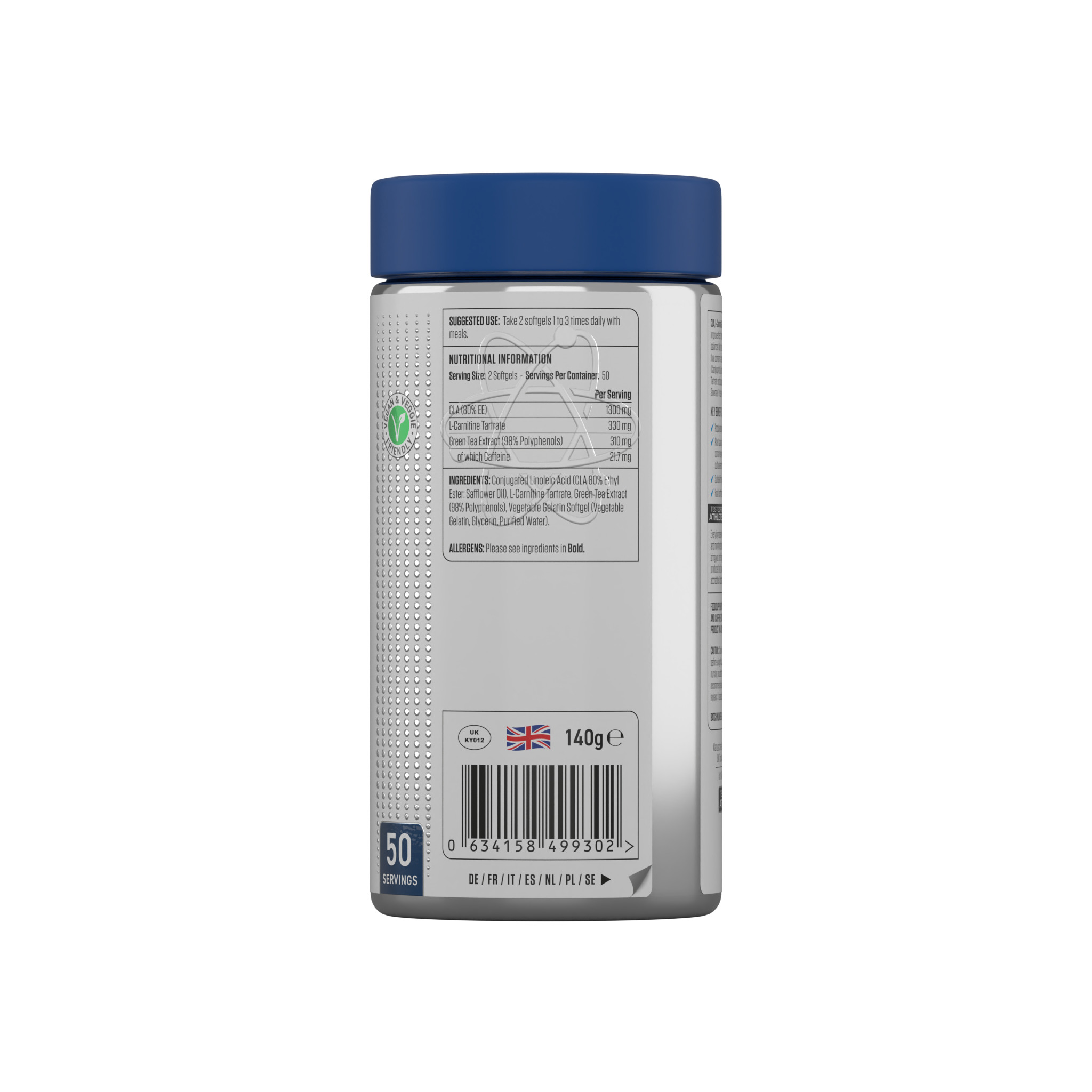 Applied Nutrition CLA, L-Carnitine & Green Tea (Halal) ( 100 softgels )