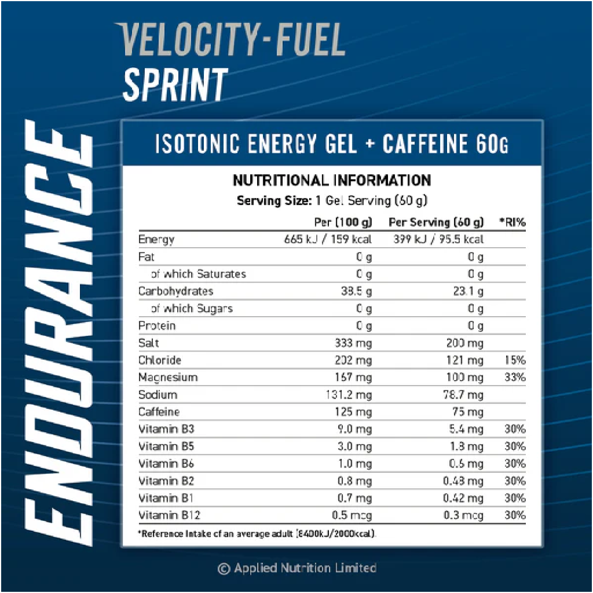 Applied Nutrition Sprint Energy Gel - With Caffeine (Halal)