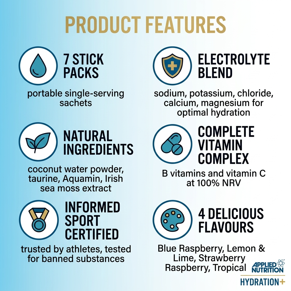 Applied Nutrition Hydration+ Electrolyte & Vitamin Sticks (7-Day Supply)