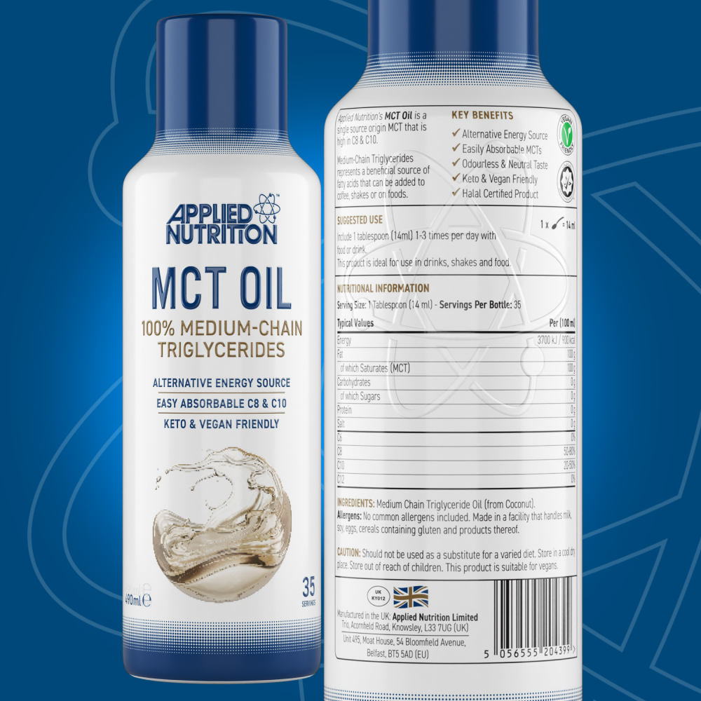 Applied Nutrition MCT Oil 490ml From Coconut Oil Halal Certified (35 Servings)