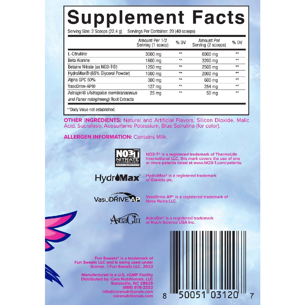 Core Nutritionals Fun Sweets Pump Non Stimulant Pre-workout 30 Servings