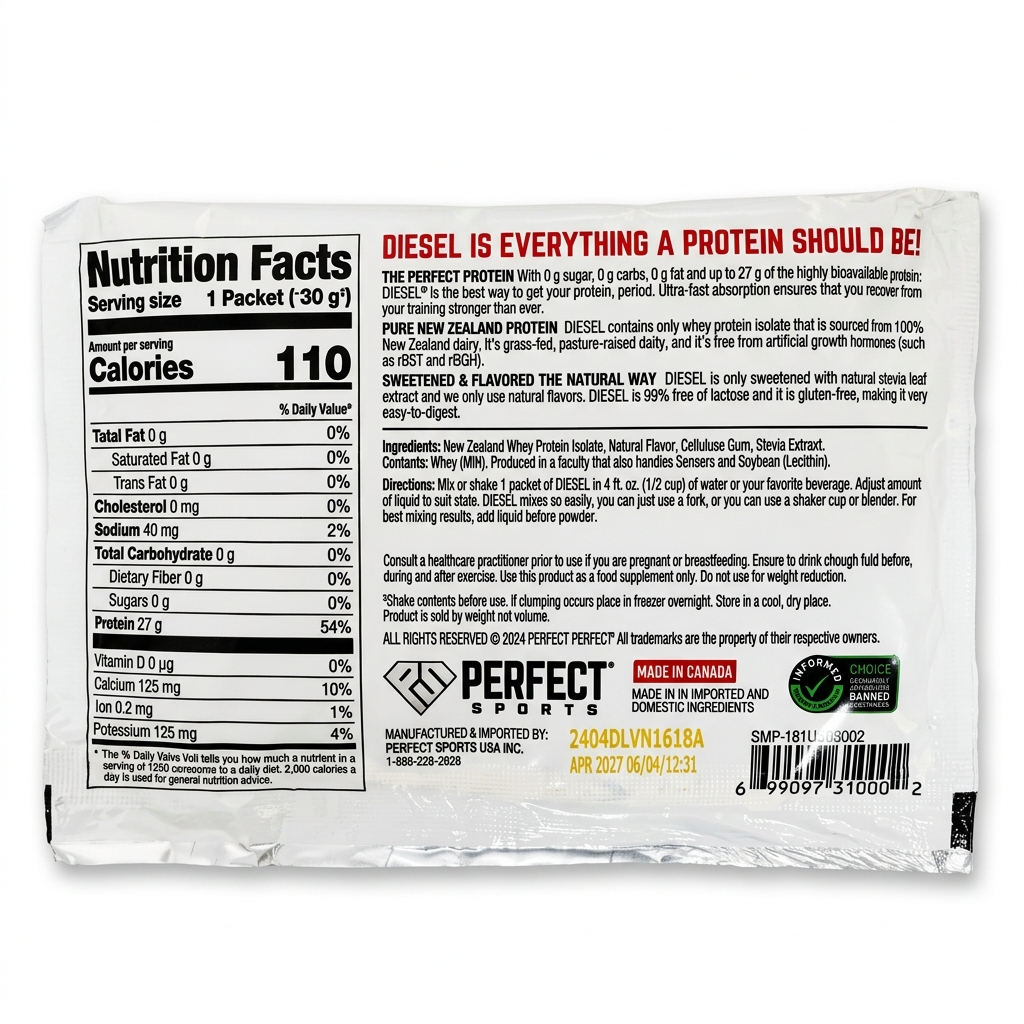 PERFECT Sports Diesel New Zealand Whey Isolate Protein Sample Pack