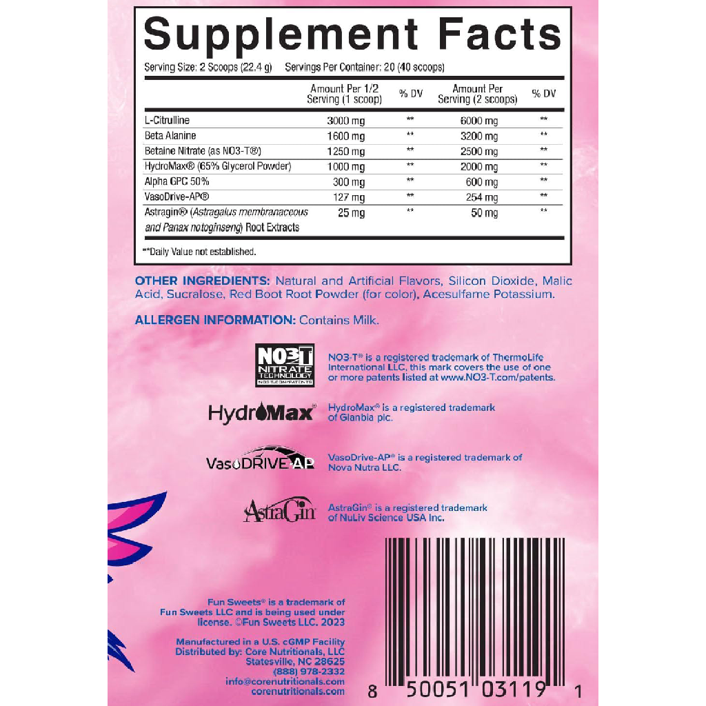 Core Nutritionals Fun Sweets Pump Non Stimulant Pre-workout 30 Servings