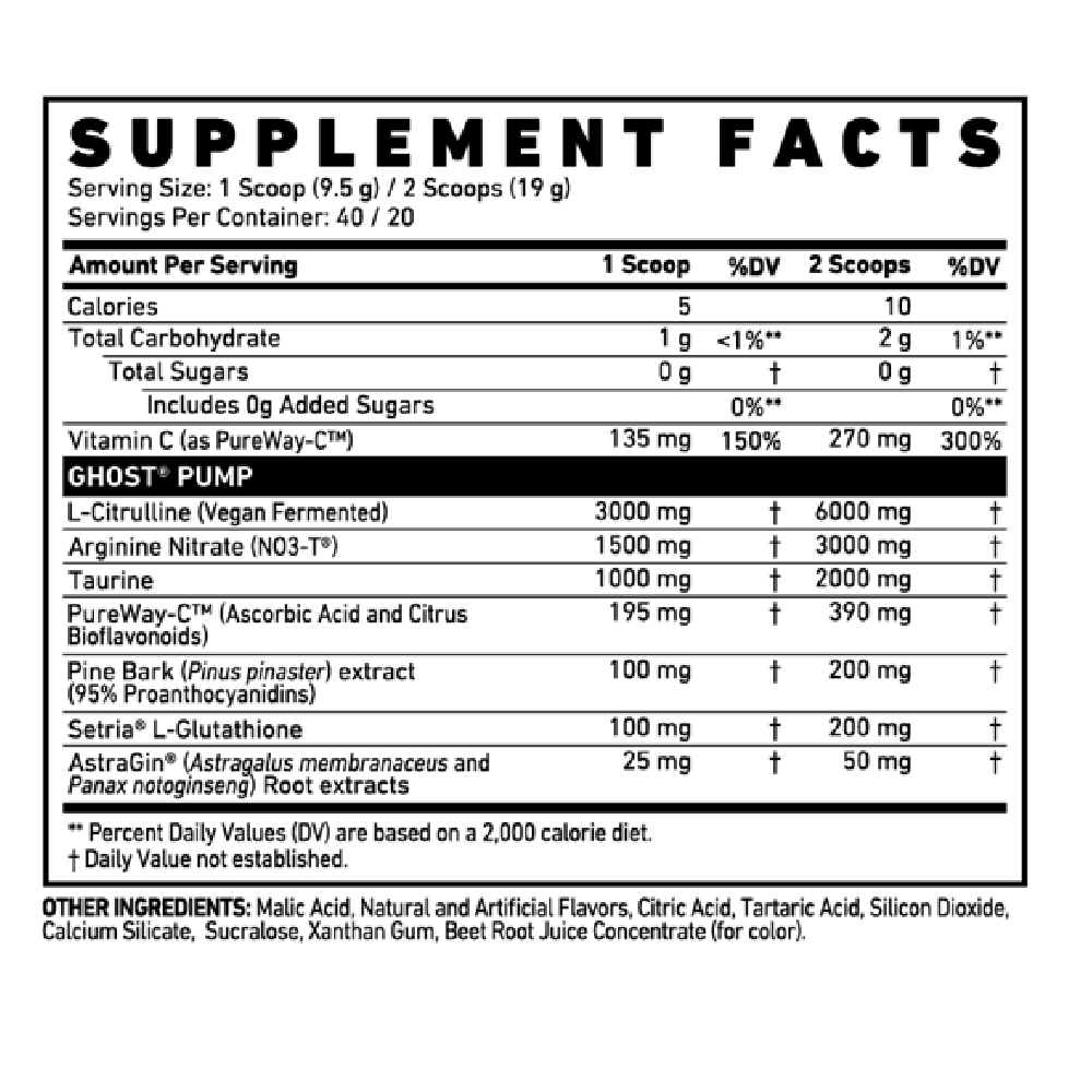 Ghost Pump Non Stim Pre-Workout 40 Servings