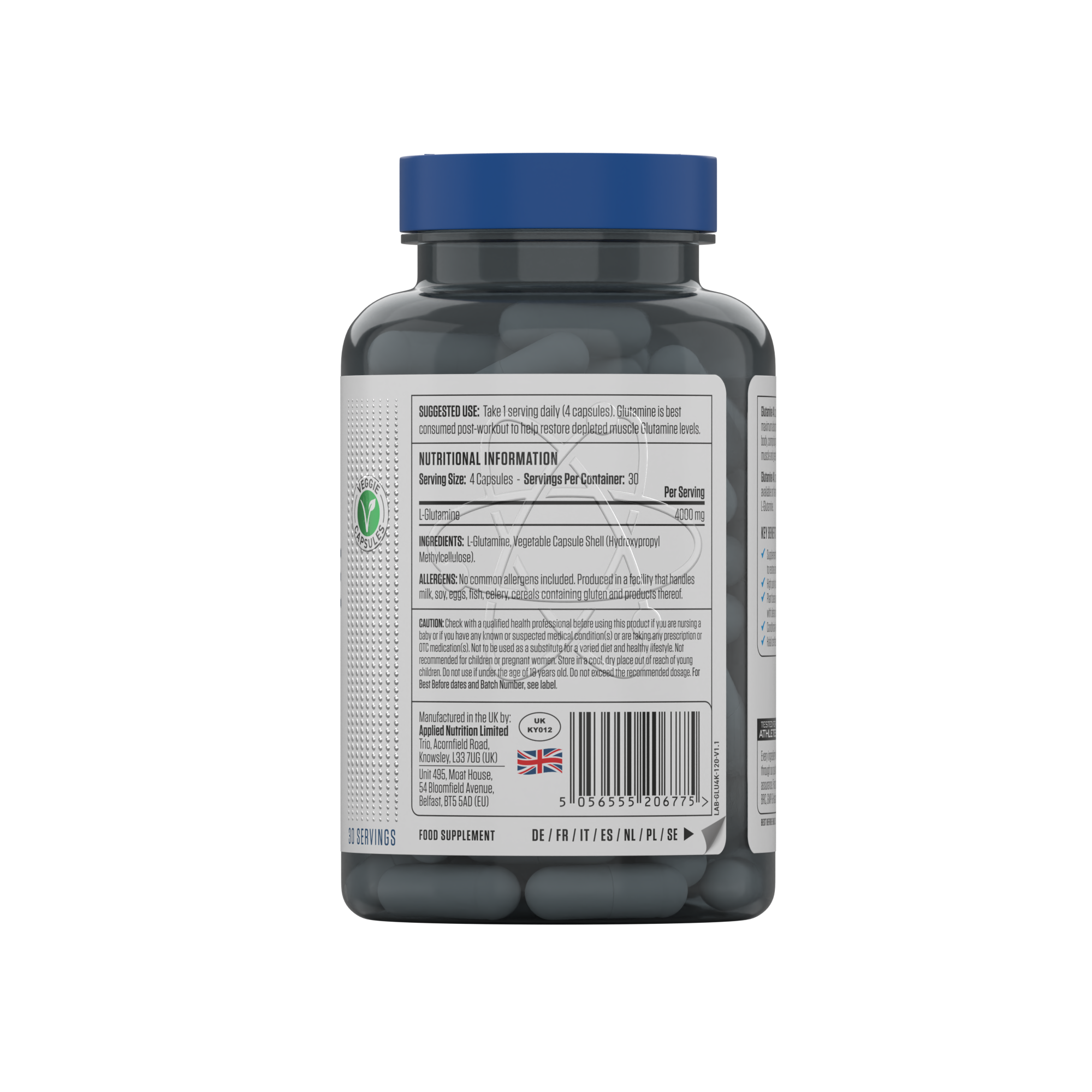 Applied Nutrition GLUTAMINE 4K Capsules (Halal) ( 30 Servings )