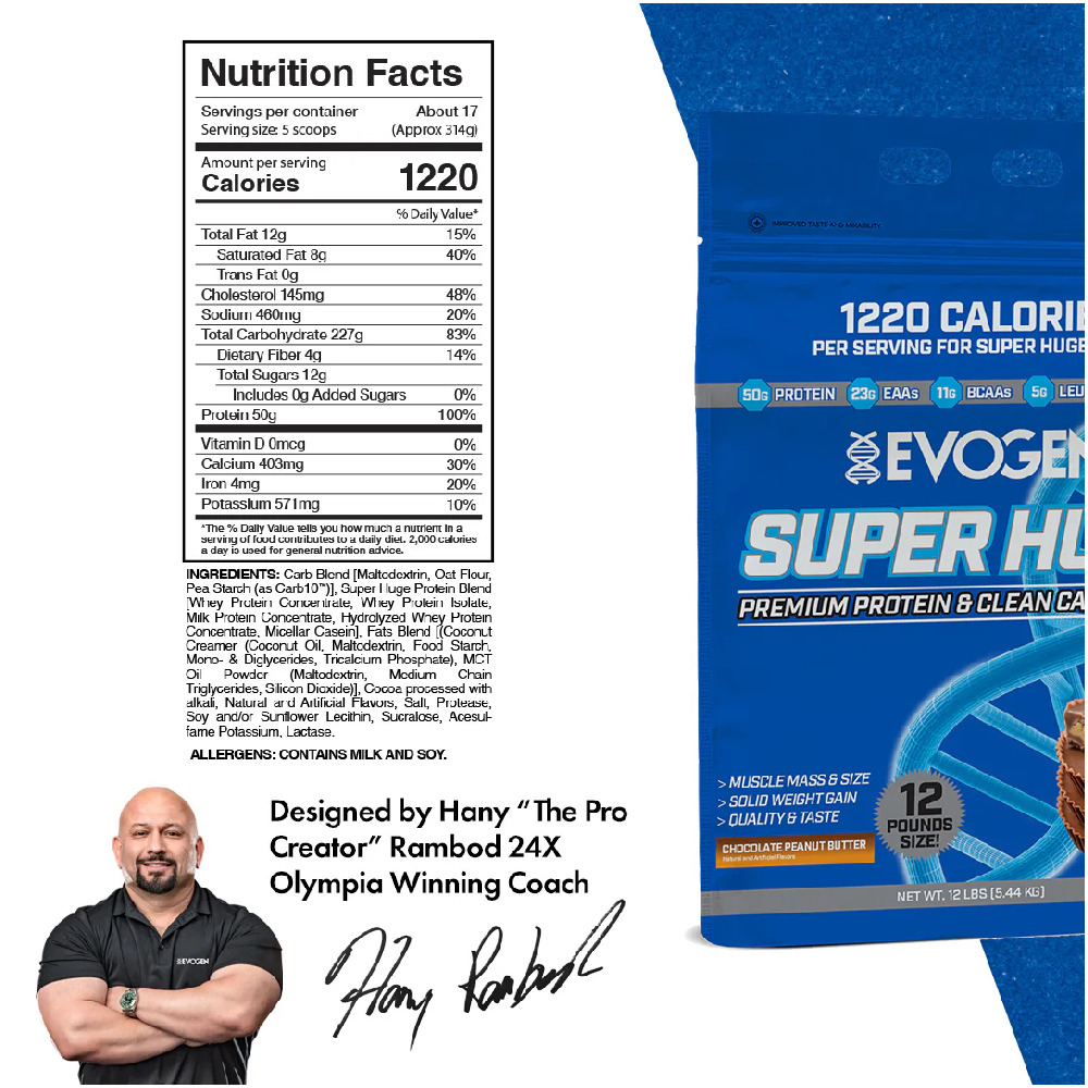 Evogen SUPERHUGE Mass Gainer ( 12lbs )