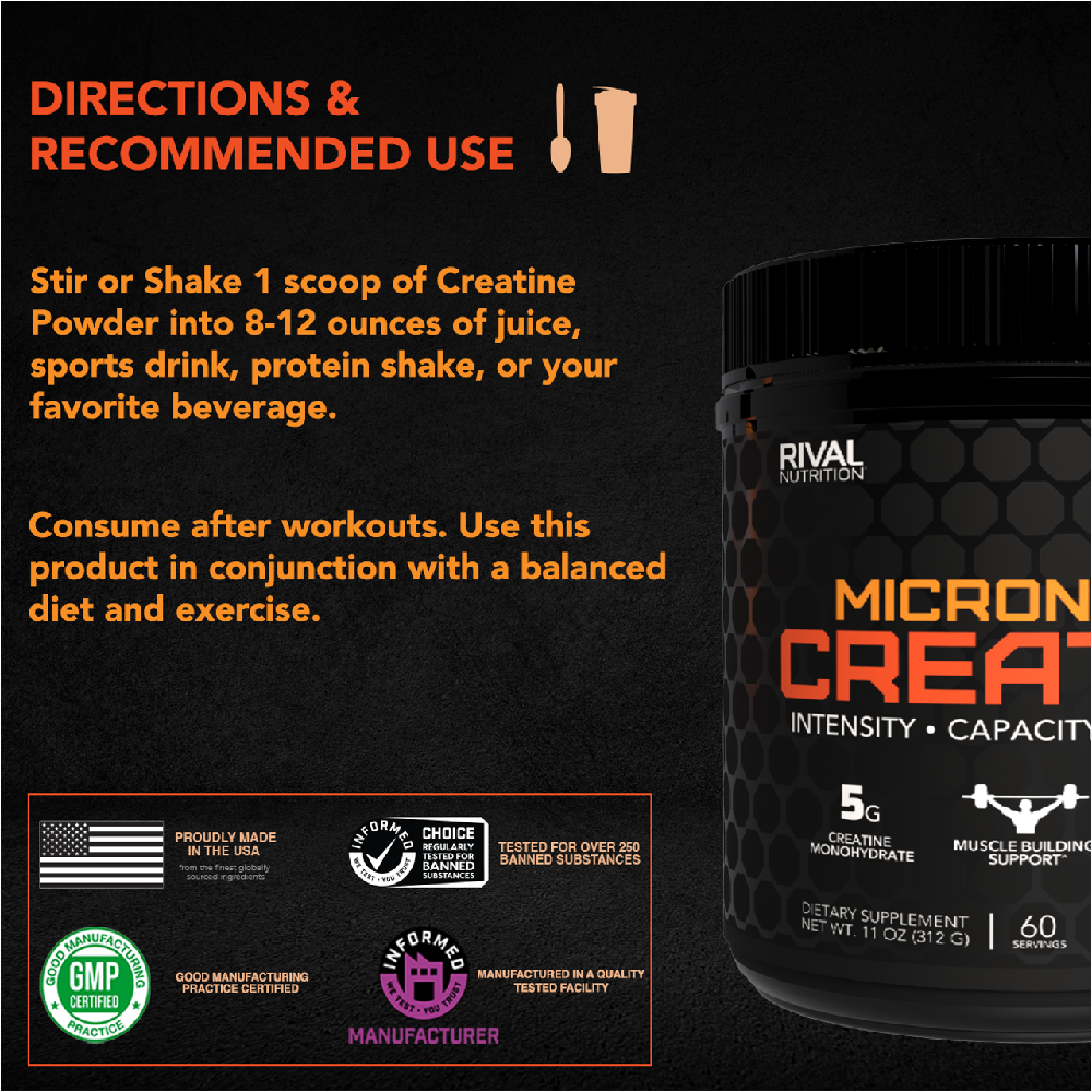 Rival Nutrition Micronized Creatine Unflavored (60 Servings)