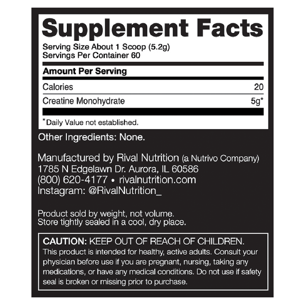 Rival Nutrition Micronized Creatine Unflavored (60 Servings)