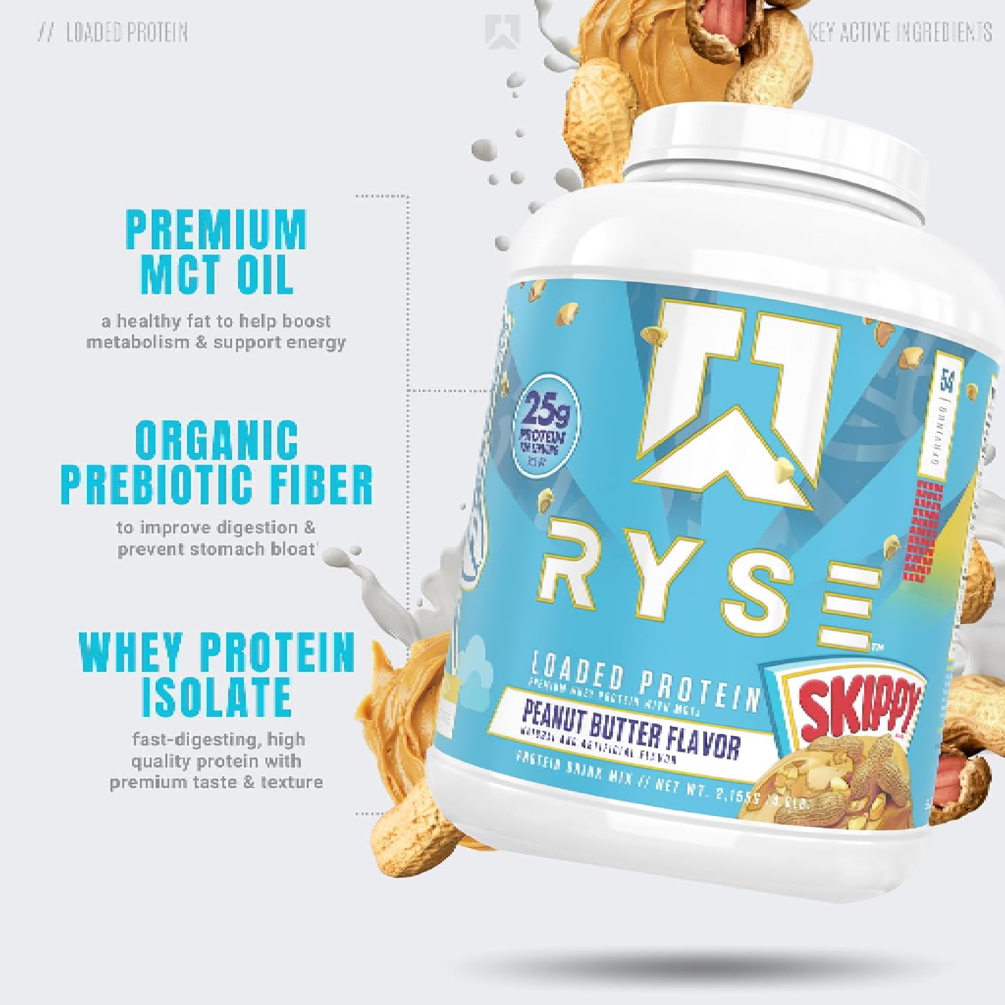 Ryse SKIPPY® PEANUT BUTTER FLAVOR Loaded Protein 2lb & 4lb
