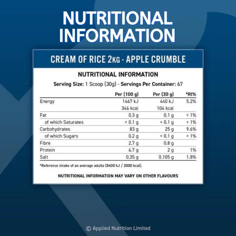 Applied Nutrition Cream of Rice 2kg (Halal) ( 67 Servings )