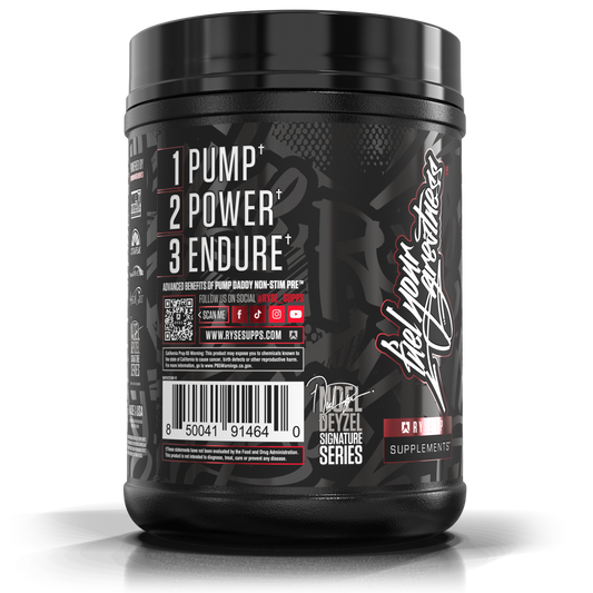 Ryse Pump Daddy V2 Non Stim Preworkout 40/20 Servings 9g L-Citrulline 5g Creatine , Betaine Nitrate (as N03-T®) 2g , Beta Alanine 6.4g