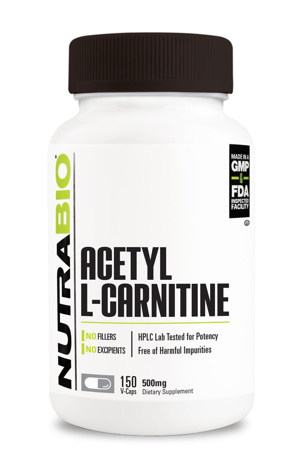 NutraBio Acetyl L-Carnitine (500mg) - 150 Vegetable Capsules