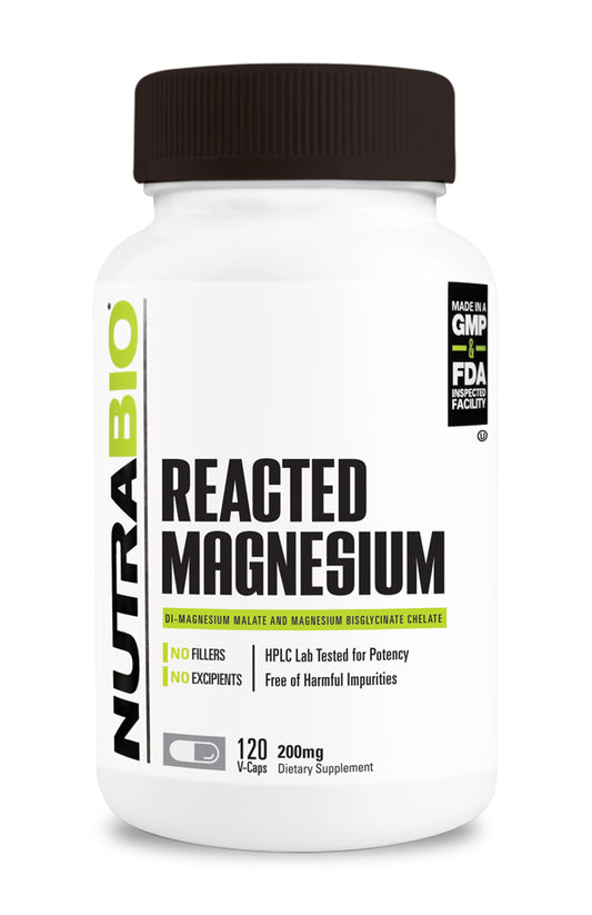NutraBio Reacted Magnesium 120 Vegetable Capsules