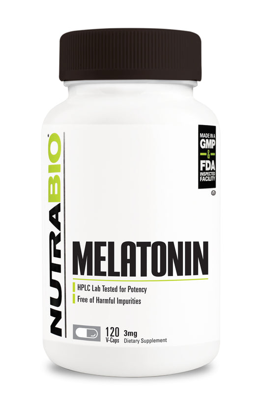 NutraBio Melatonin (3mg) - 120 Vegetable Capsules