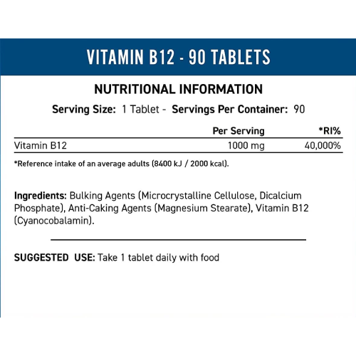 Applied Nutrition VITAMIN B12 - 90 Tablets (HALA) (Expiry 02-2024)