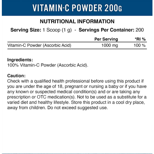 Applied Nutrition VITAMIN-C Powder (HALA) 200g - 200 Servings