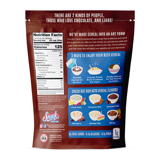 Snack House Chocolate Puffs Keto Cereal® - 7 Servings Bag