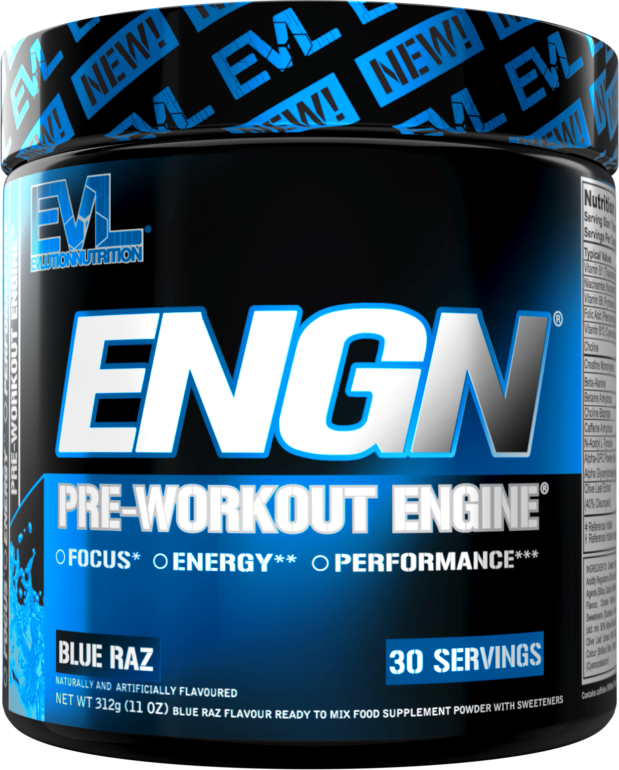 Evlution Nutrition ENGN PRE-WORKOUT 30 Servings Creatine 3G Caffeine 300mg Beta Alanine 1.6G Betaine 1G