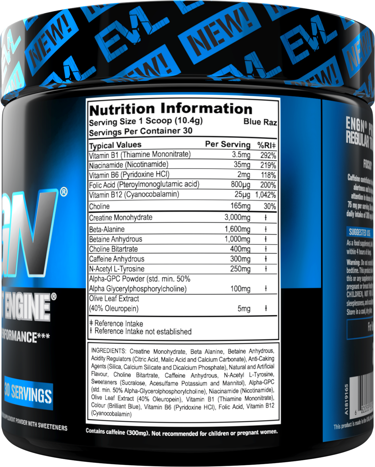 Evlution Nutrition ENGN PREWORKOUT 30 Servings Creatine 3G Caffeine 3