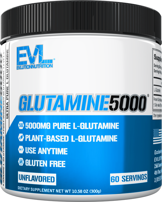 Evlution Nutrition Glutamine 5000 60 Servings Plant Based. , Boost Recovery