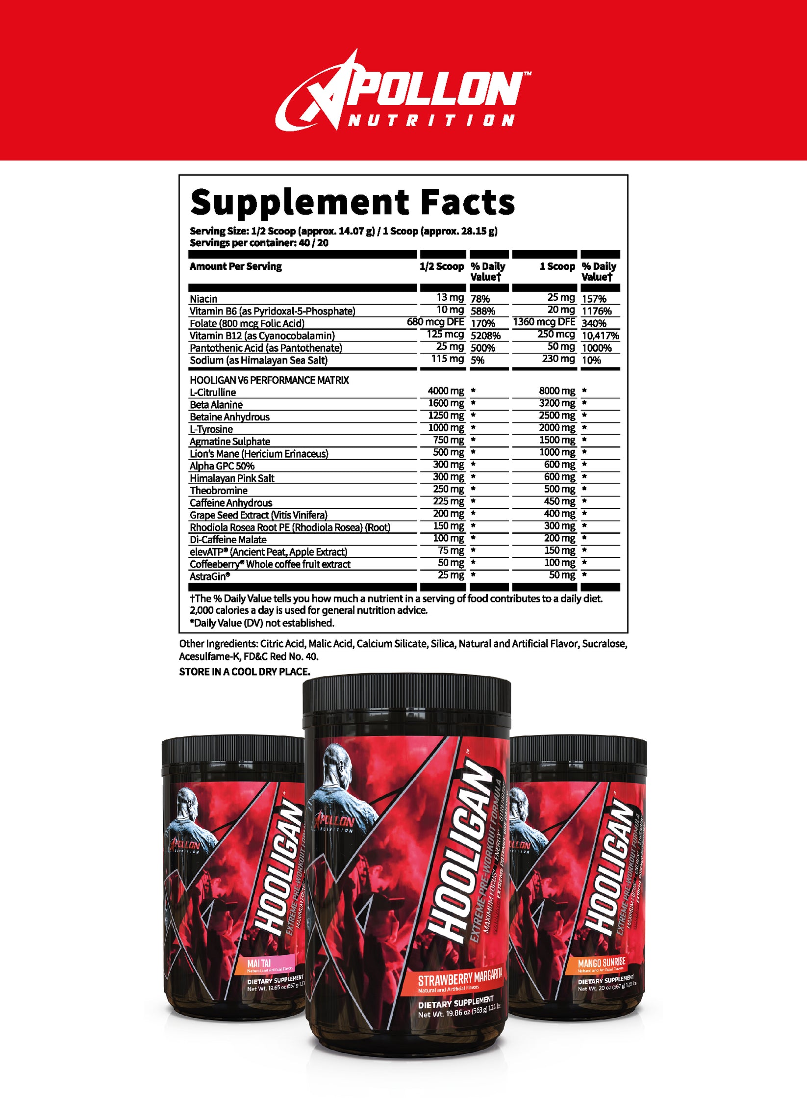 Apollon Nutrition Hooligan Pre Workout V6 (40 Servings )