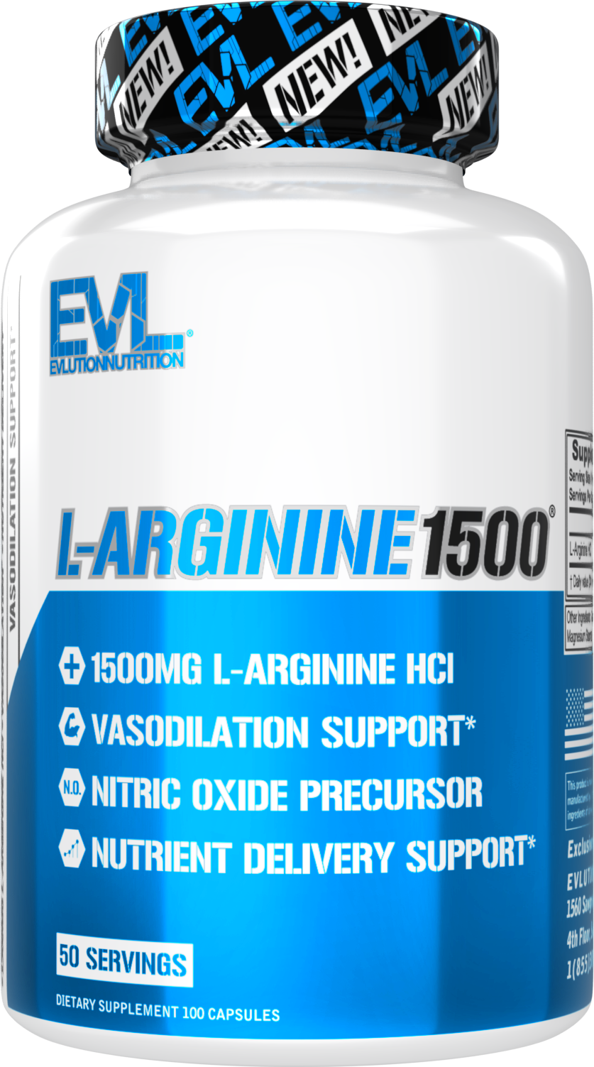 Evlution Nutrition  L-Arginine 1500mg 50 Servings Ultra-Pure NO Muscle Growth & Vascularity Stamina Powerful NO Booster