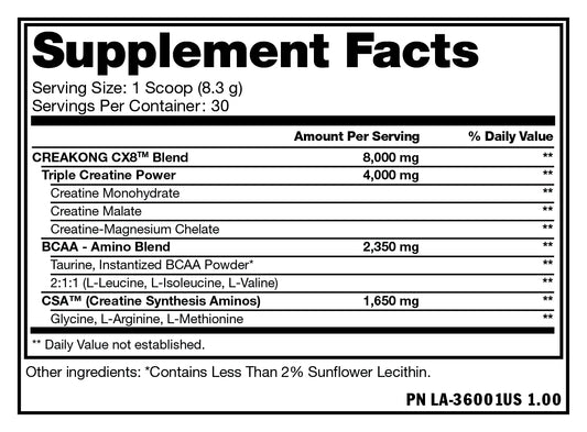 Mutant CREAKONG CX8, Triple Creatine Blend w Creatine Synthesis Matrix, Increase strength & muscle size 30 servings