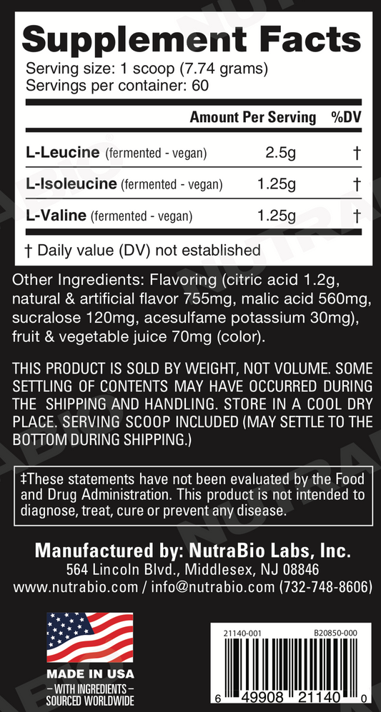 NutraBio BCAA 5000 Powder - 60 Servings
