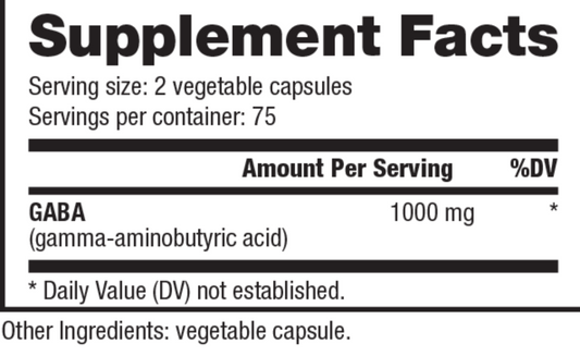 NutraBio 100% Pure GABA 500mg (Gamma-Aminobutyric Acid) - 150 Vegetable Capsules