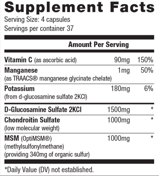 NutraBio Glucosamine Chondroitin OptiMSM 150 Capsules
