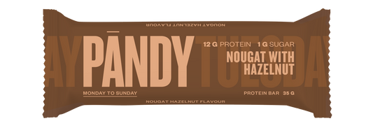 Pandy Protein Bar Nougat Hazelnut Bar ( 1 box of 18 pcs ) Expiry 2021